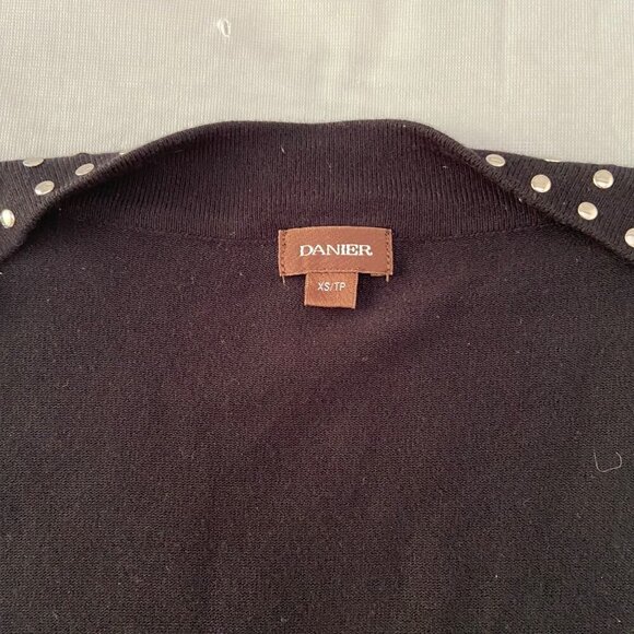 Danier Black Studded Cardigan With Belt Long Sleeve Open Front Womens XS - Picture 2 of 14